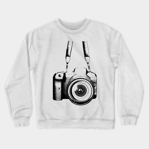 Fake Hanging Camera tourist Photographer Funny Crewneck Sweatshirt by CreativeSalek